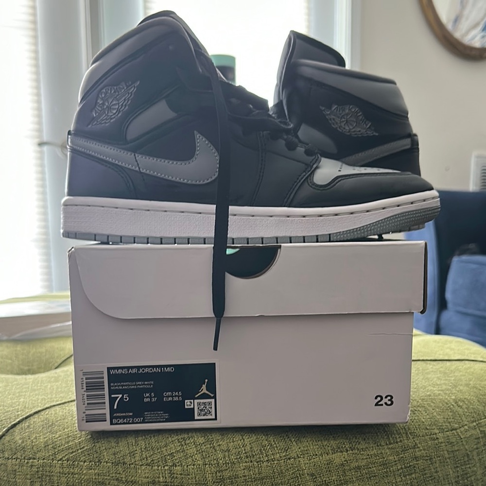 Nike Women's Air Jordan Mid Black and Gray Athletic Shoes